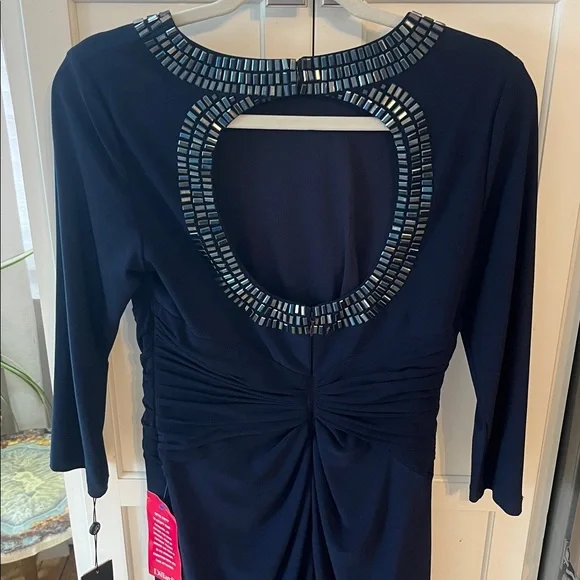 Adrianna papell jersey twist dress in midnight embellished open back NWT sz 8 - Picture 6 of 9